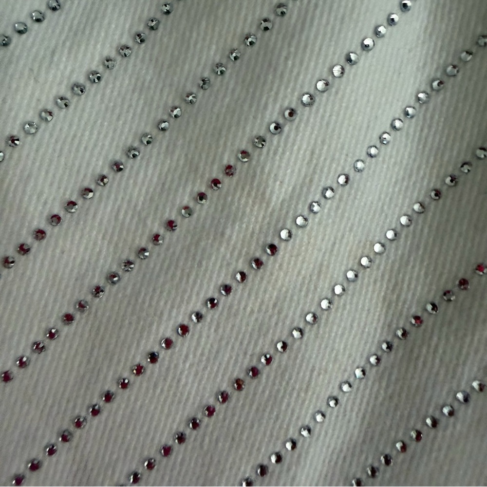 Good American White rhinestone Pinstripe Wide Leg Jeans - Picture 7 of 9